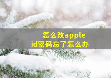 怎么改apple id密码忘了怎么办